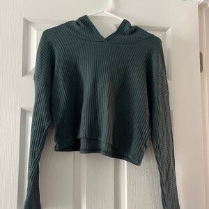 Green long sleeve cropped hoodie